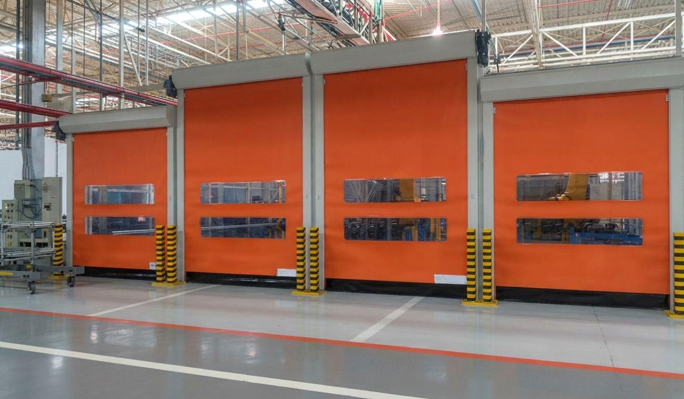 Portas rápidas de segurança em áreas robotizadas
